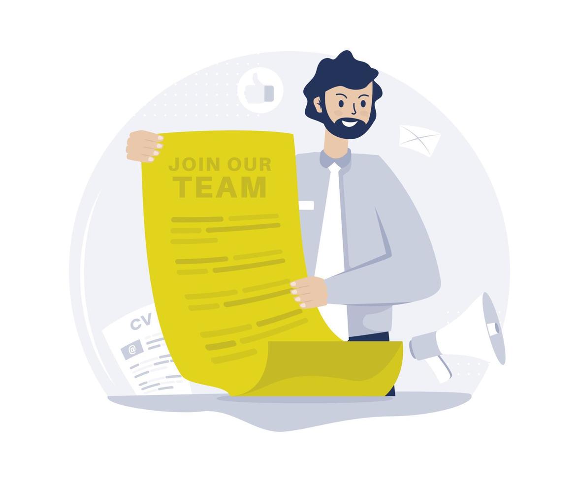 Join our team open job recruitment illustration vector