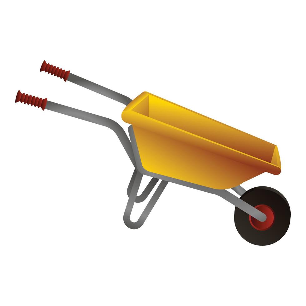 Construction wheelbarrow icon, cartoon style vector