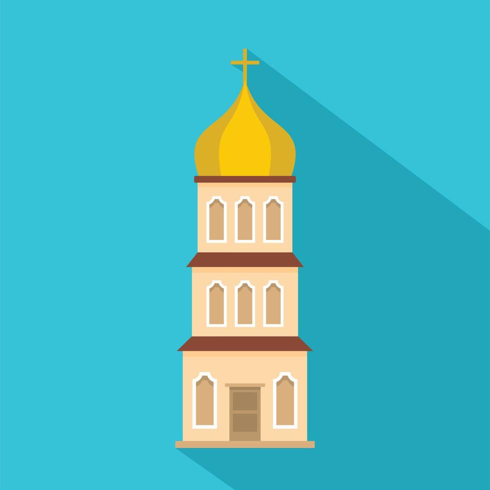 icono de la torre de la iglesia, estilo plano vector