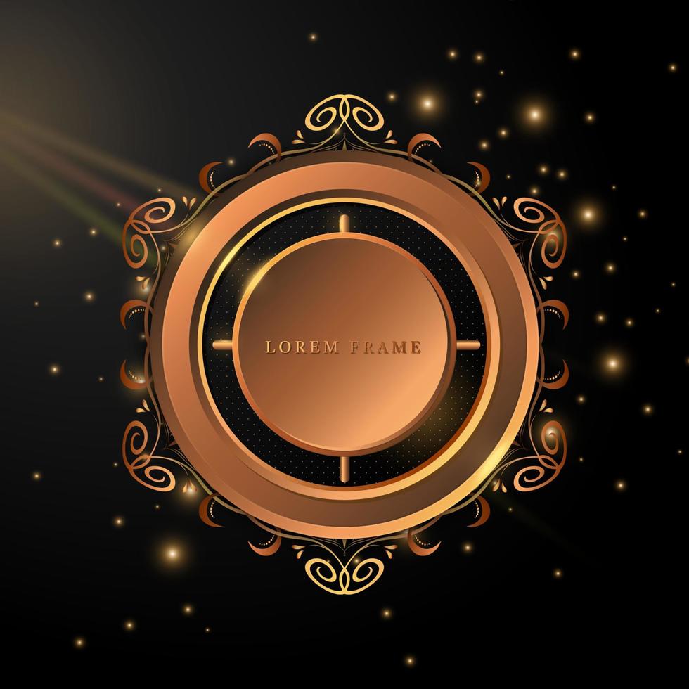 elegant hexagon frame with rounded gold vector