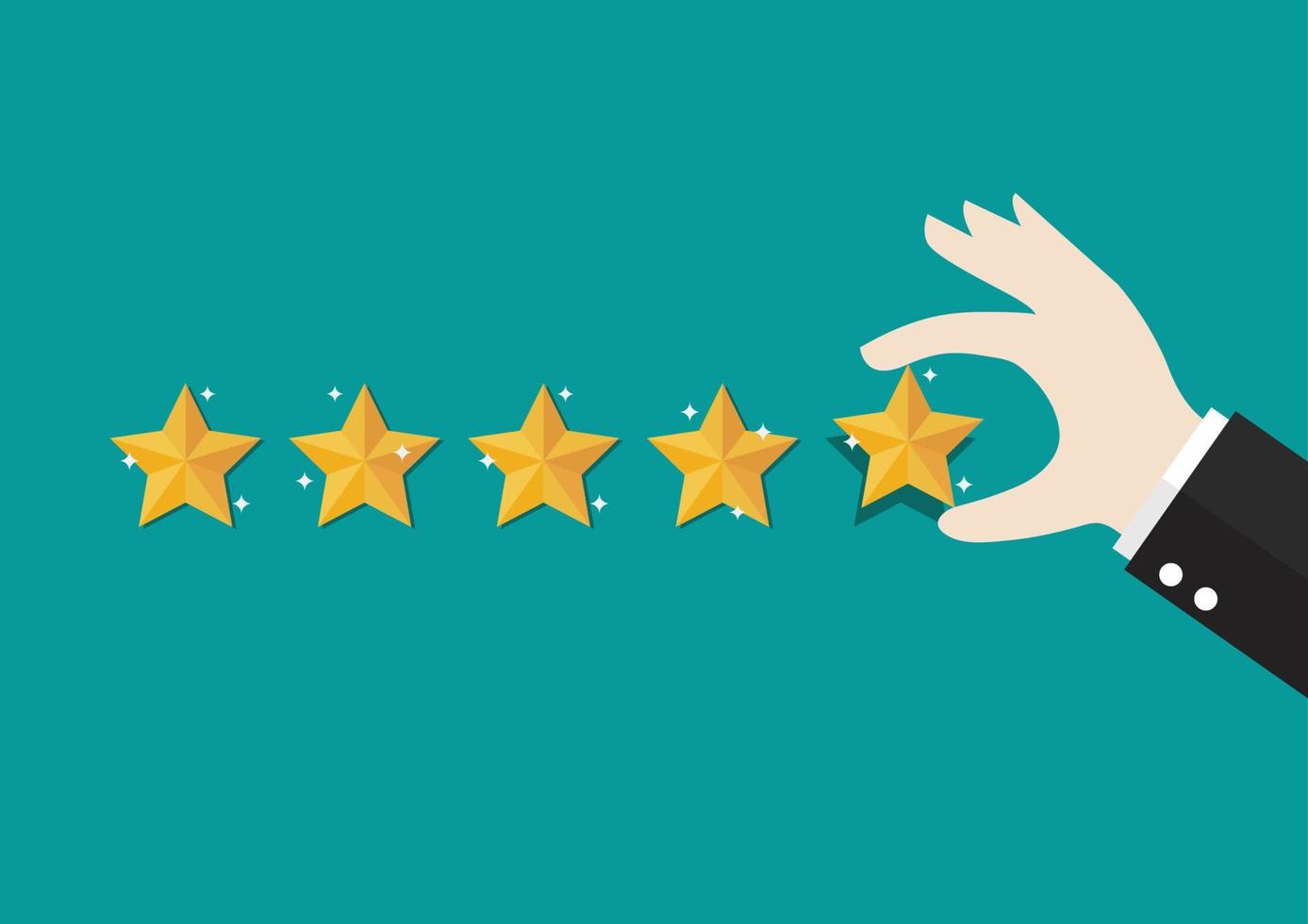 Businessman hand giving five star rating vector