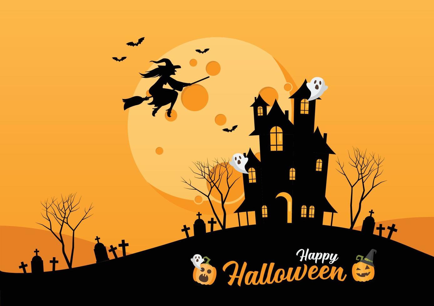 Happy Halloween lettering for party invitation card vector