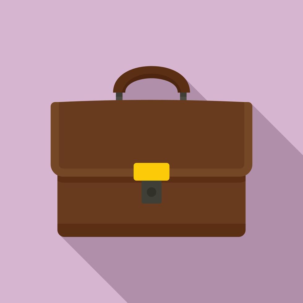 Leather suitcase icon, flat style vector