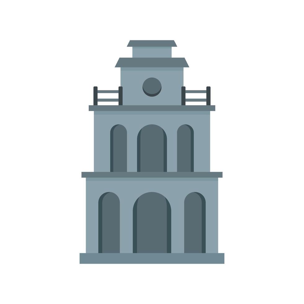 Clock building icon, flat style vector