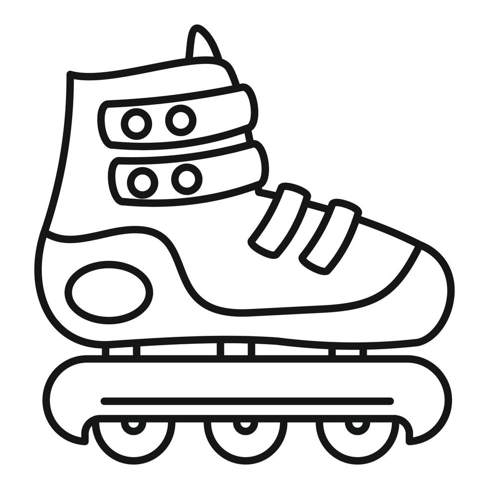 icono de patines en línea protegidos, estilo de esquema vector