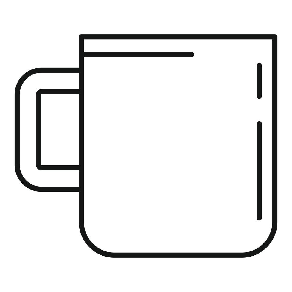 icono de taza de acero de supervivencia, estilo de esquema vector