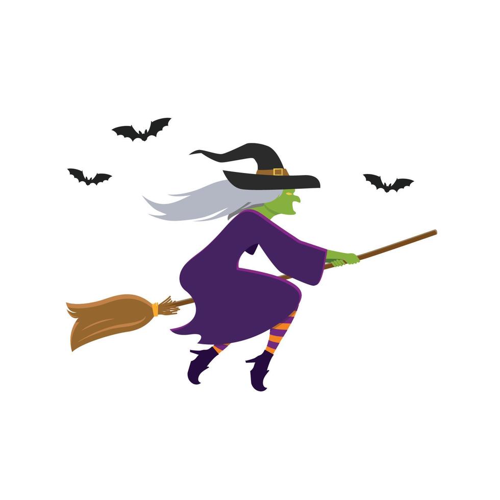 Witch flying on broomstick vector