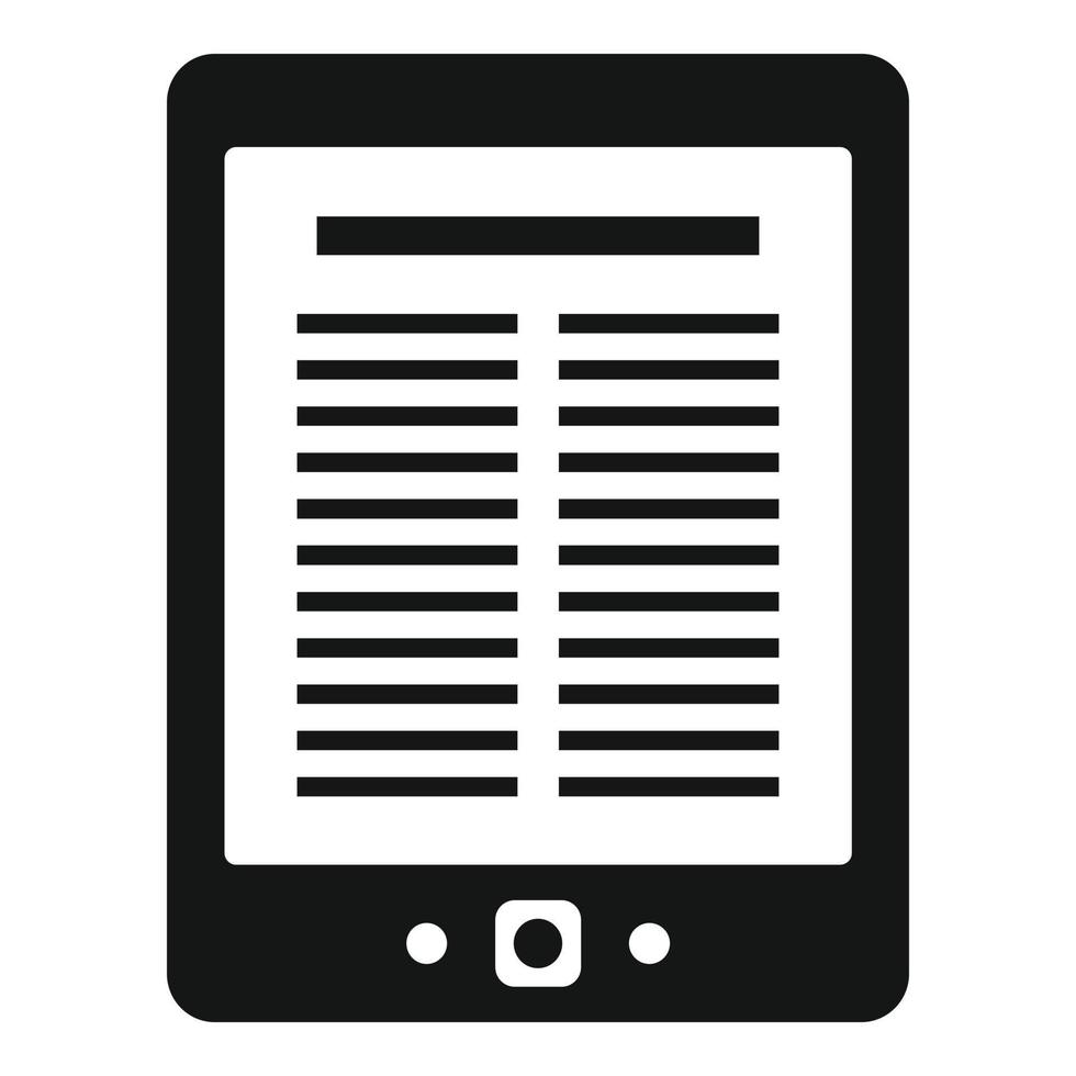 icono de libro electrónico de biblioteca, estilo simple vector