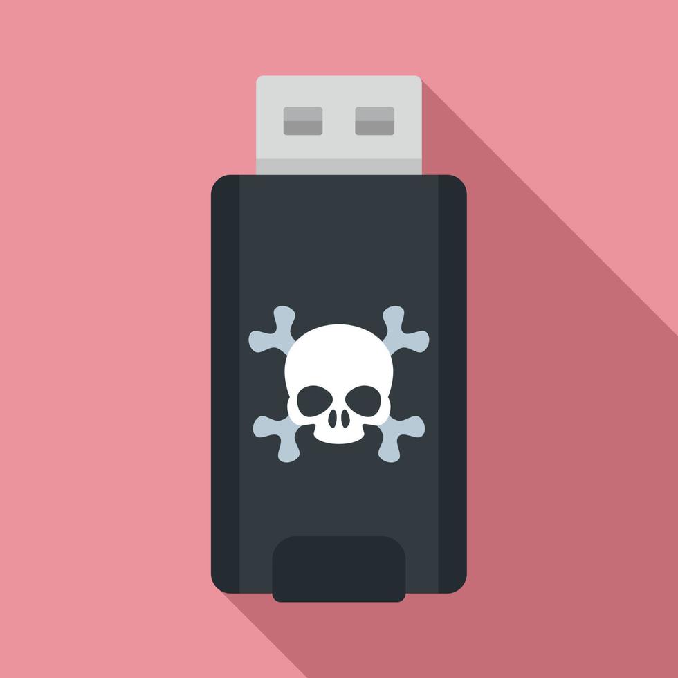 icono de flash usb de virus, estilo plano vector