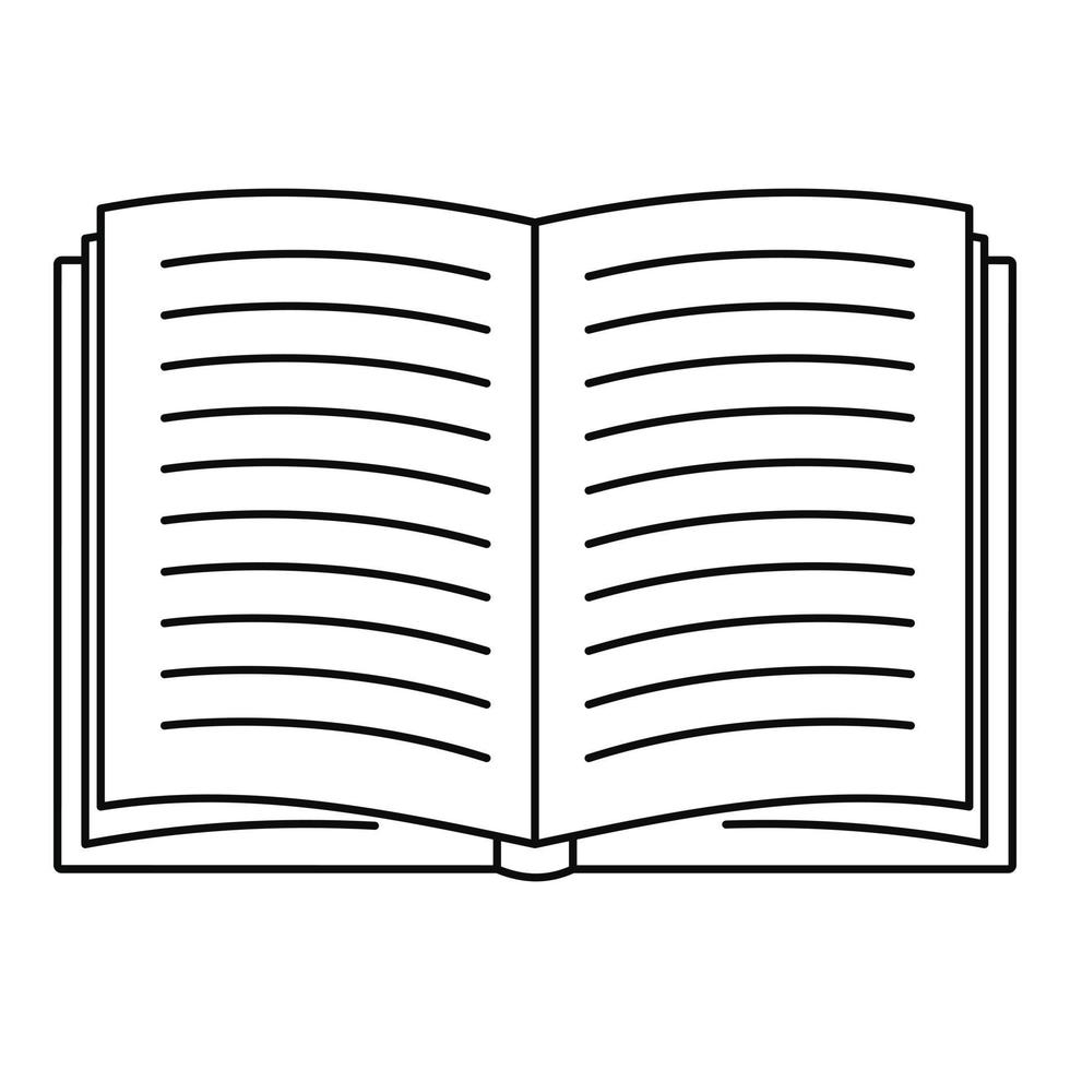 Open book icon, outline style vector