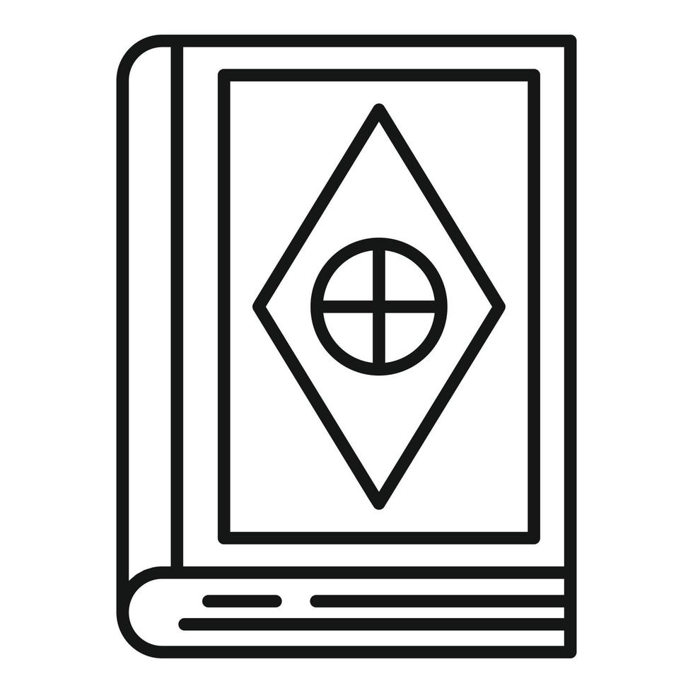 Magic old book icon, outline style vector