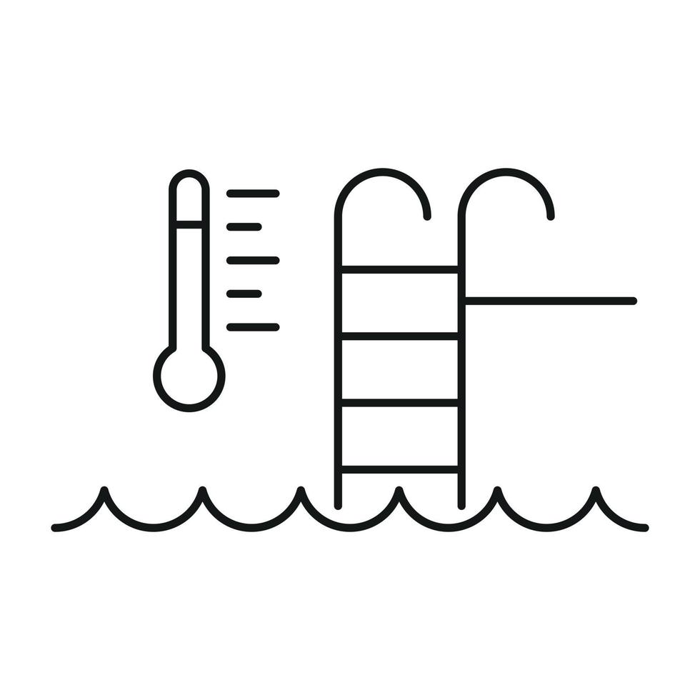 icono de control automático de la piscina de temperatura, estilo de contorno vector