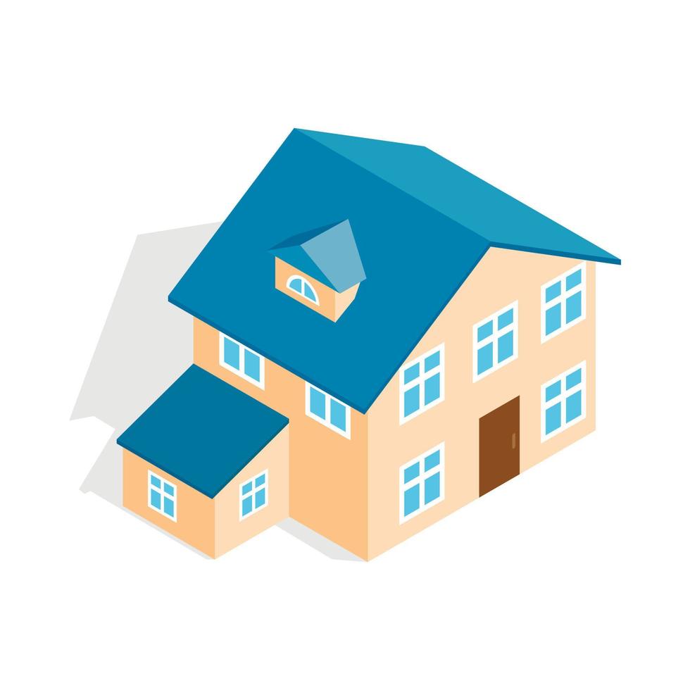 Two storey house with annexe icon vector