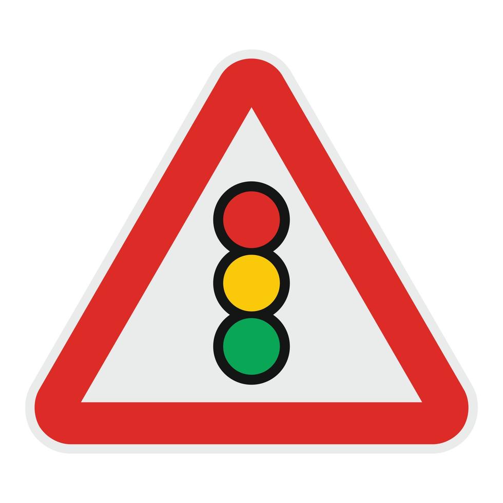 Traffic light icon, flat style. vector