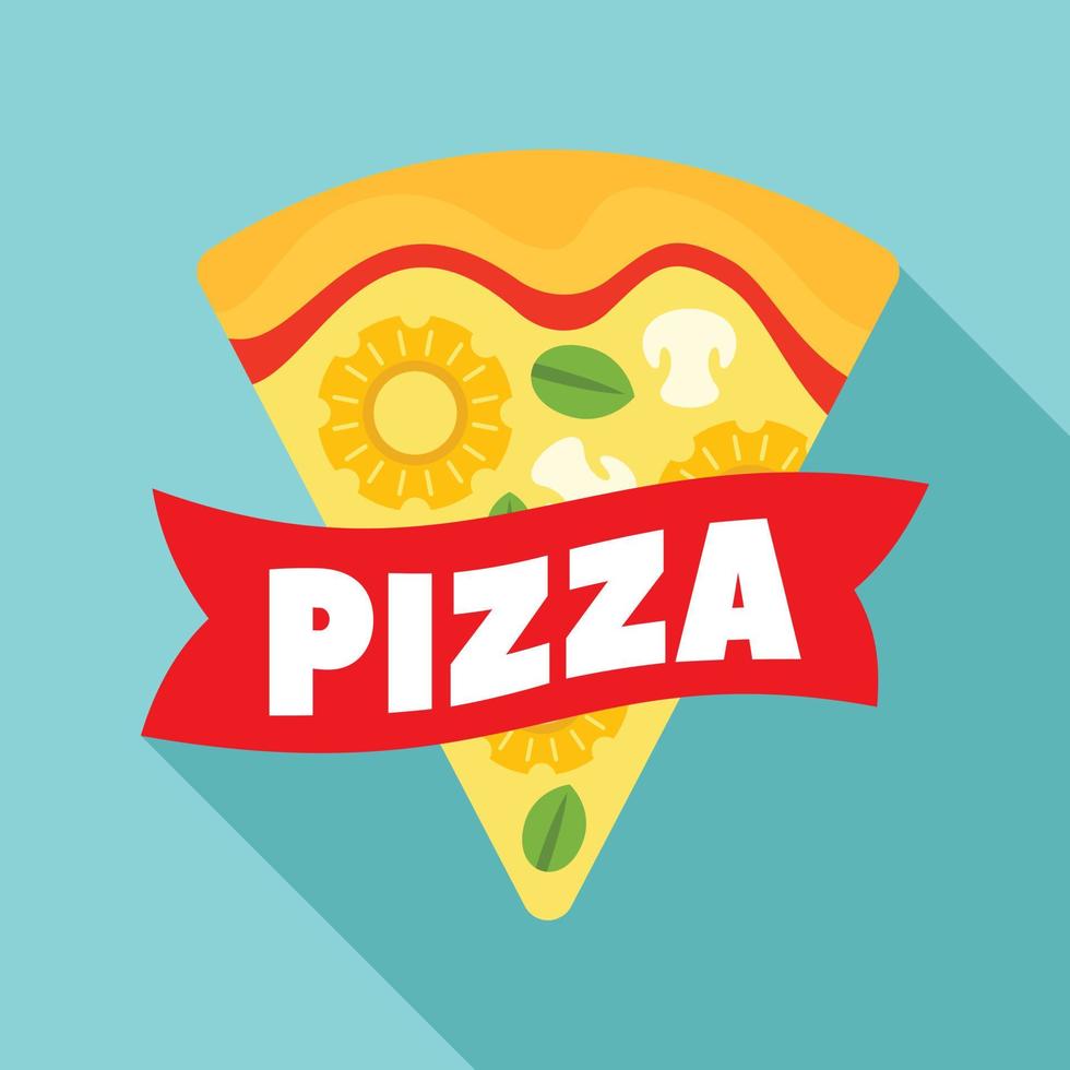 Cheese pizza slice logo, flat style vector