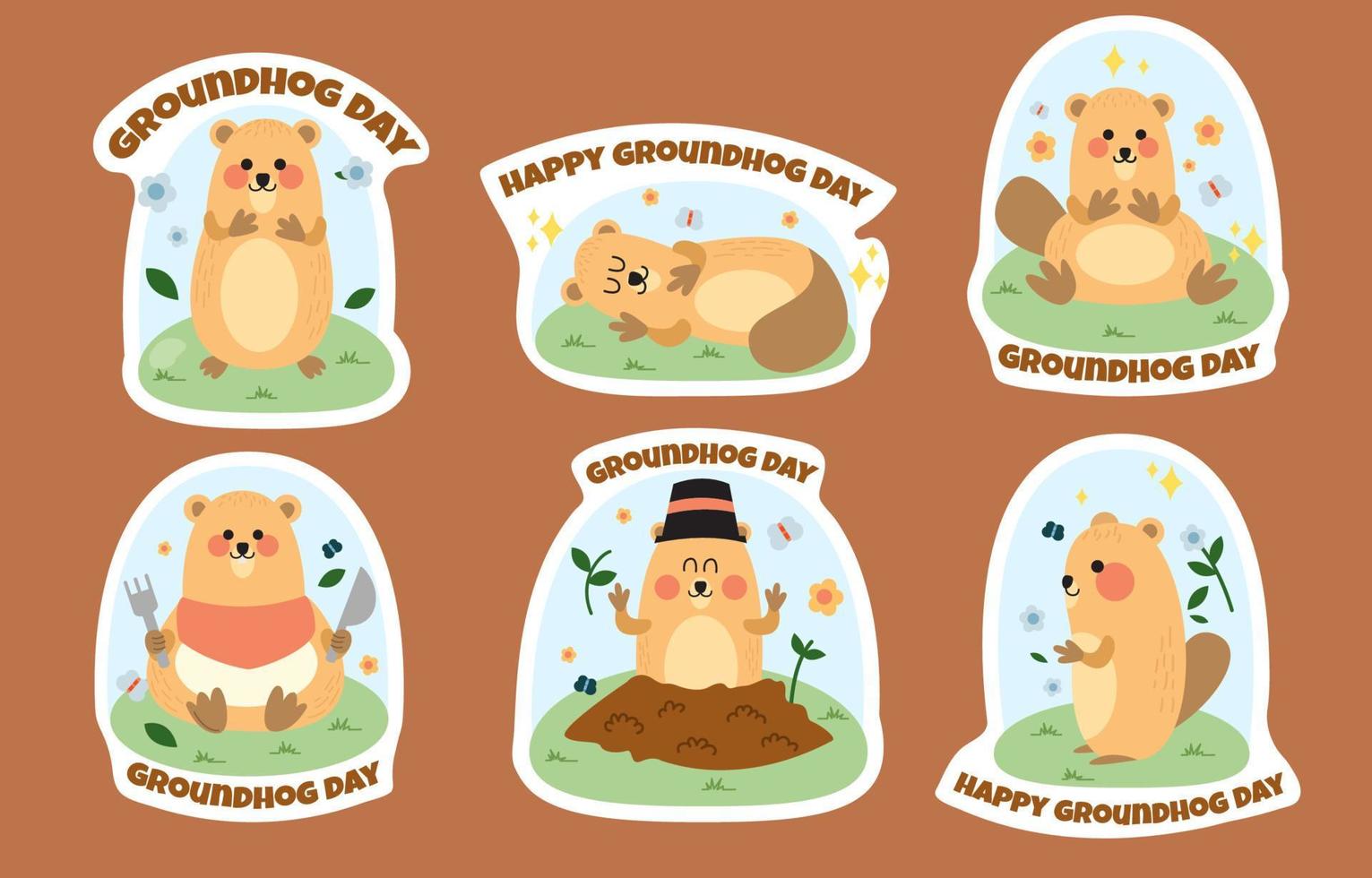 Cute Doodle Groundhog vector