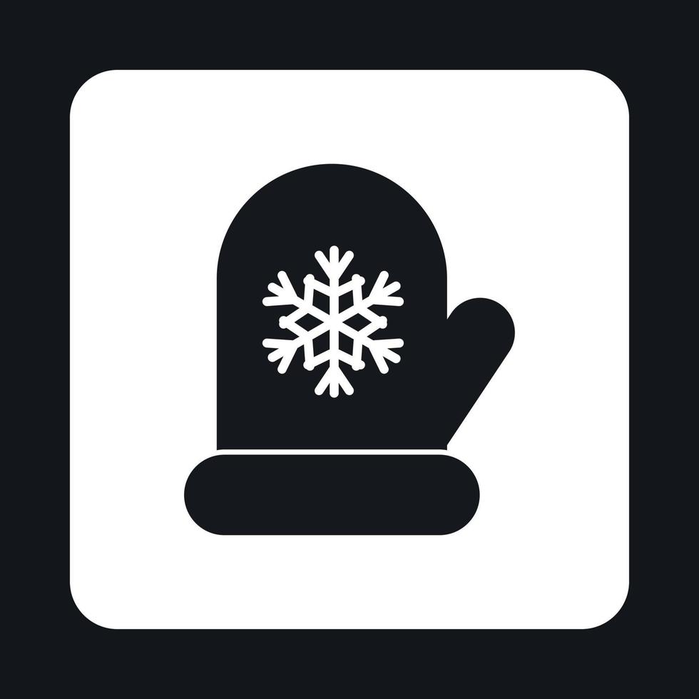 Mitten with snowflake icon, simple style vector