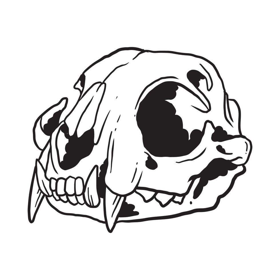 ilustración de cráneo de gato vector