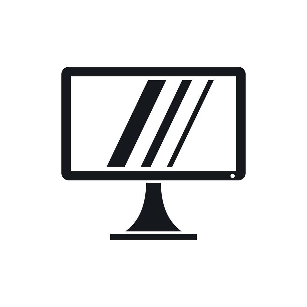 Computer monitor icon, simple style vector