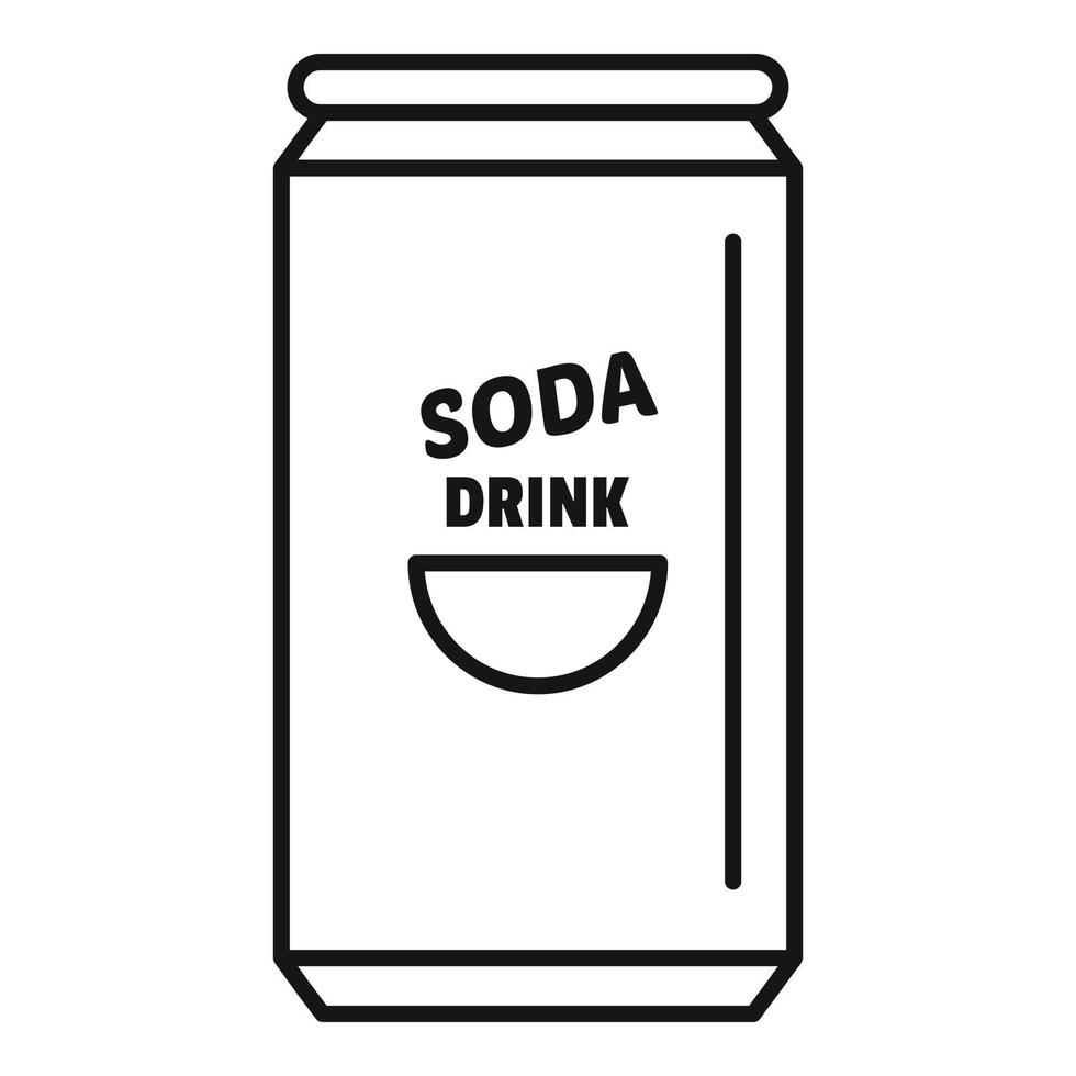 Icono de calorías de lata de soda, estilo de esquema vector