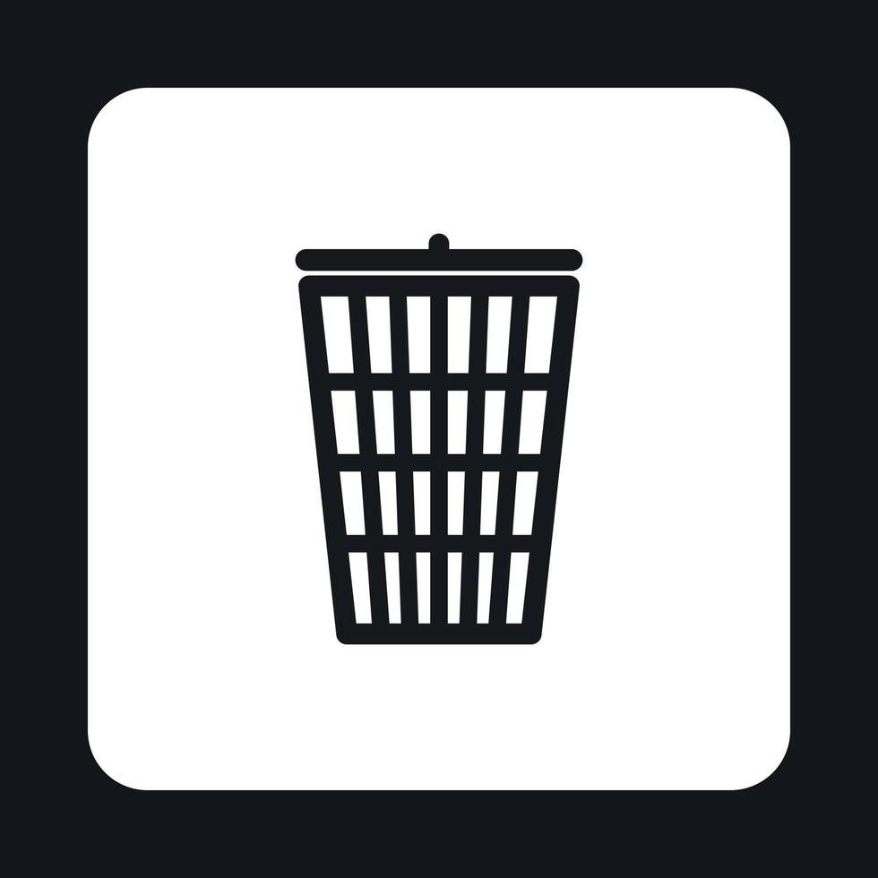 Trash basket icon, simple style vector