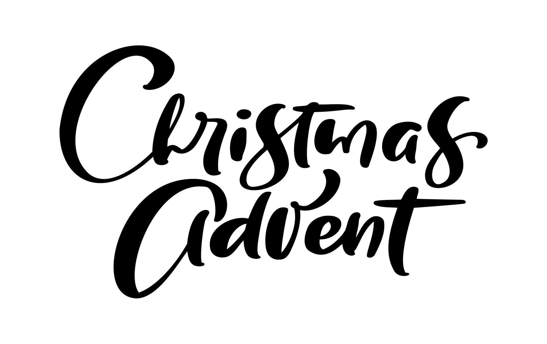 Vector handwritten calligraphic lettering text Christmas Advent Design Vector handwritten calligraphic lettering text Christmas Advent Design