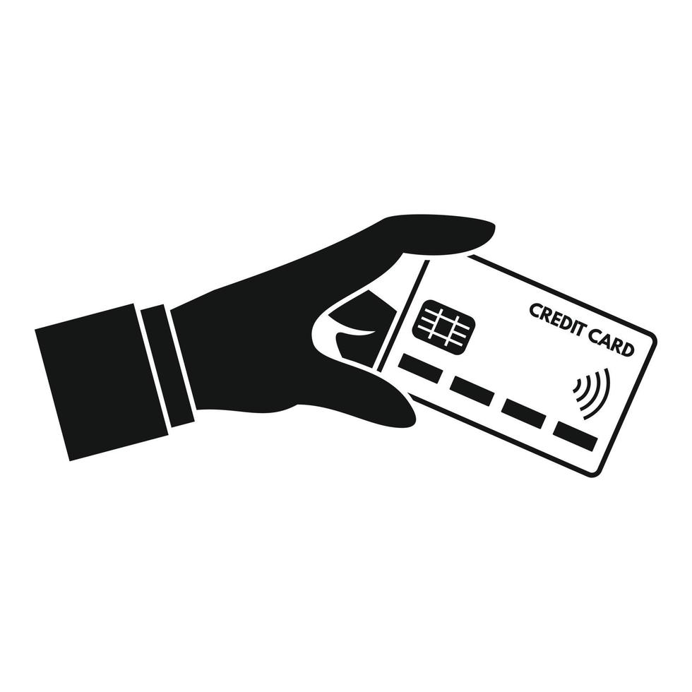 icono de tarjeta de crédito nfc de mano, estilo simple vector