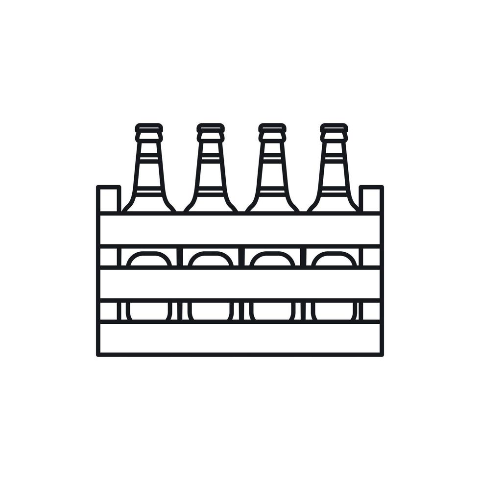 icono de caja de madera de cerveza, estilo de contorno vector