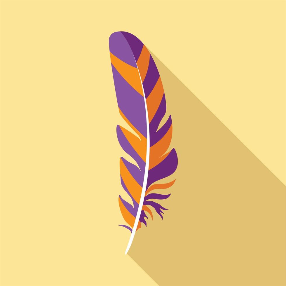 icono de pluma de ave, estilo plano vector