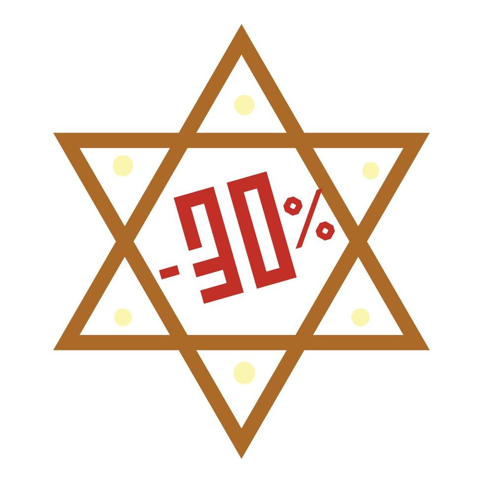 Hanukkah david star sale icon, cartoon style vector