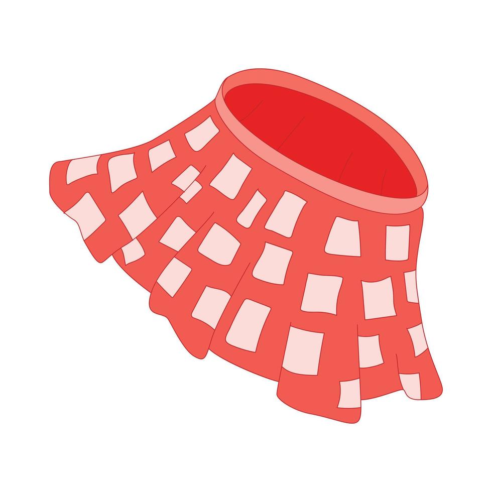 Red skirt with white squares icon, cartoon style vector
