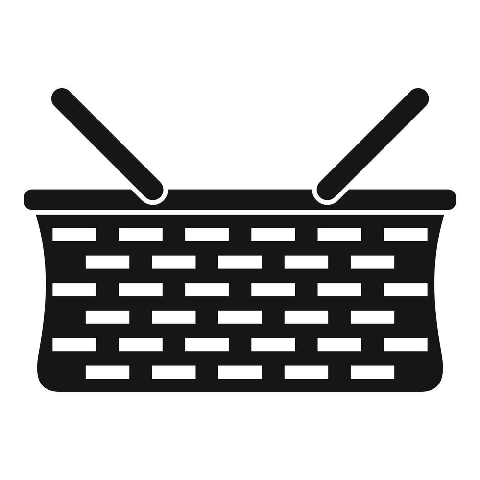 Wicker basket icon, simple style vector