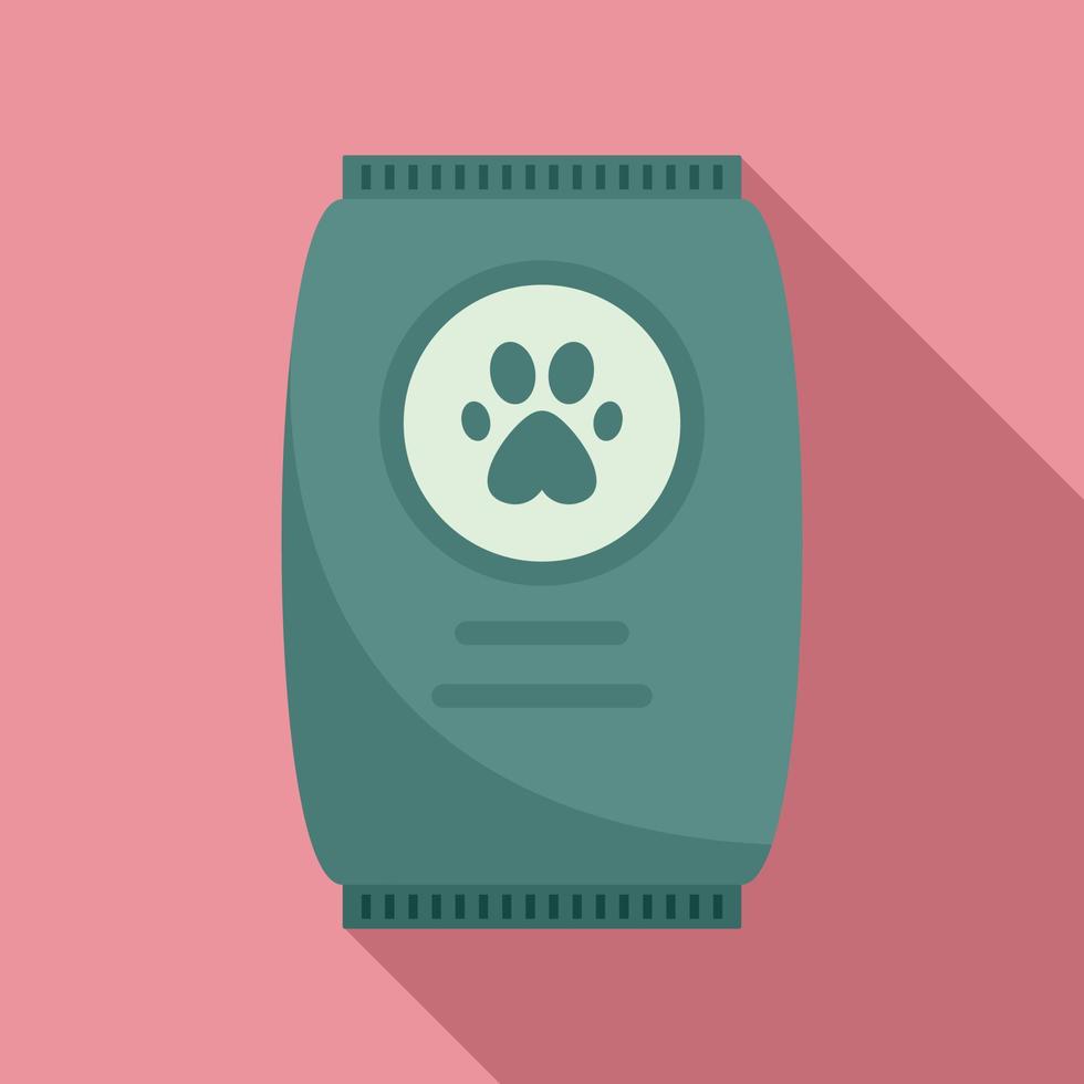 icono de paquete de comida para perros, estilo plano vector