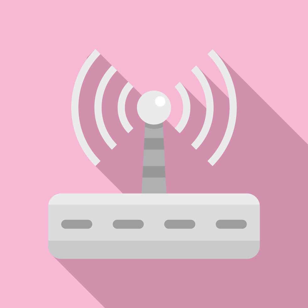 icono de radiación del enrutador wifi, estilo plano vector