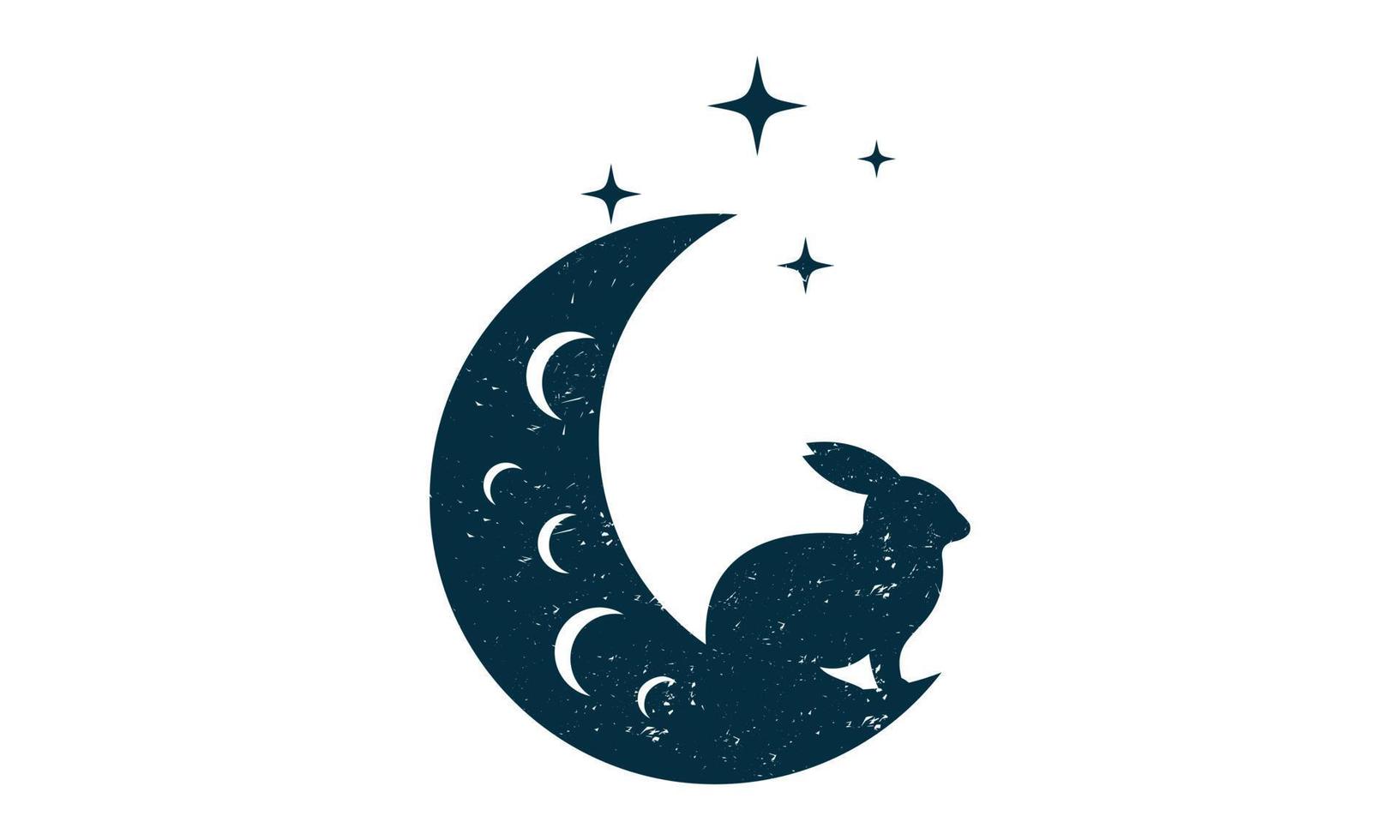 silhouette of rabbit in moon logo vector