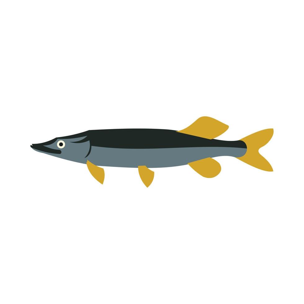 Pike icon, flat style vector