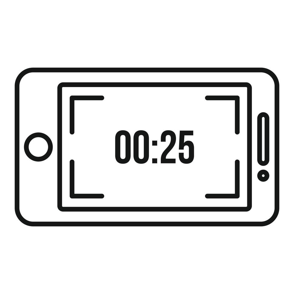 icono de grabación de pantalla de tiempo, estilo de esquema vector