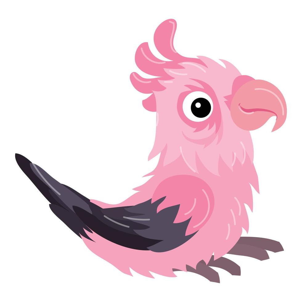 Pink parrot icon, cartoon style vector