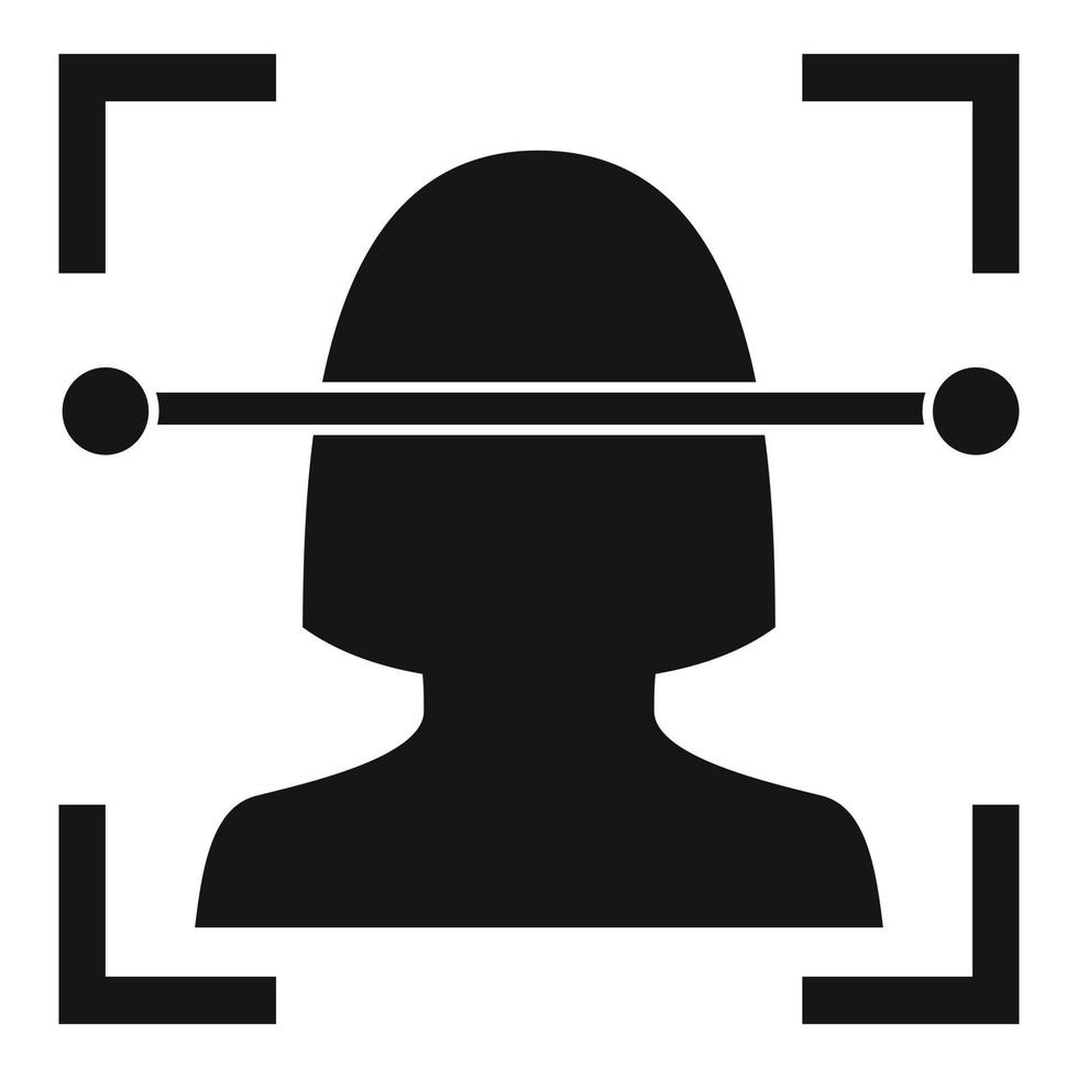 Laser face recognition icon, simple style vector