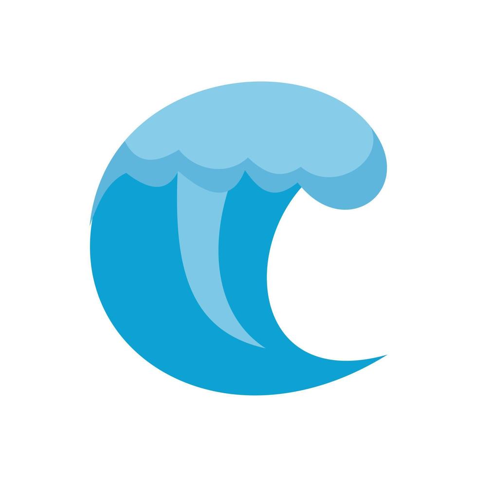 Wave water scene icon, flat style vector