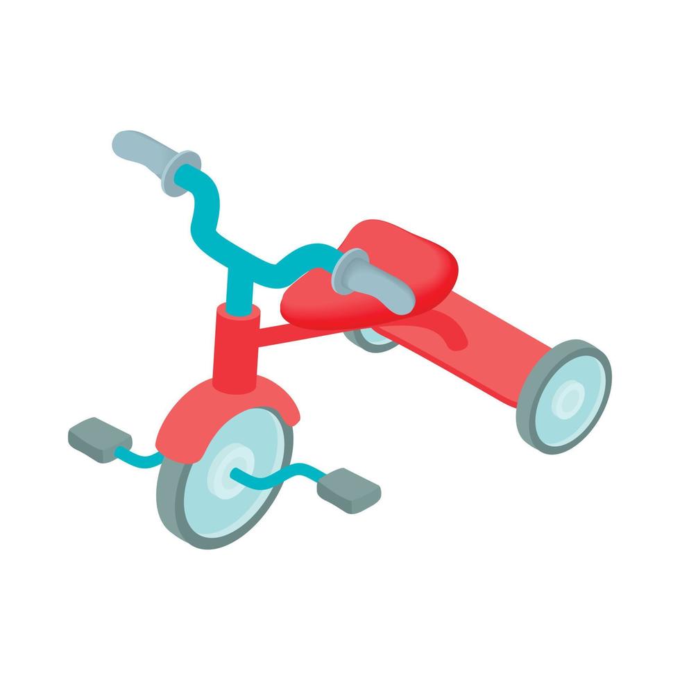 Red kid tricycle icon, cartoon style vector