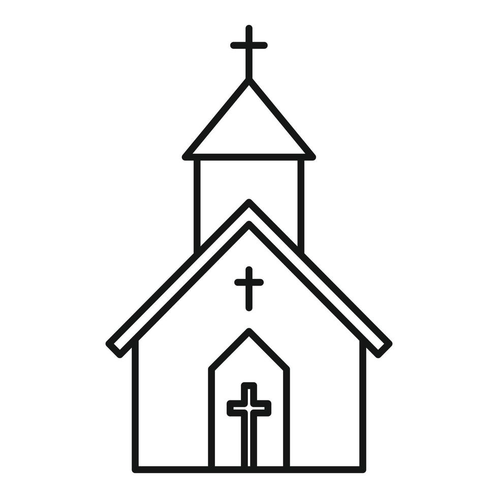 icono de edificio de la iglesia, estilo de contorno vector