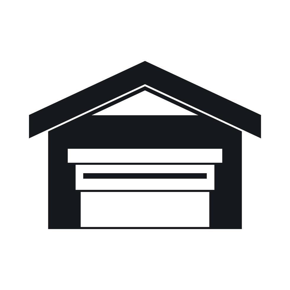 Garage with roof icon, simple style vector
