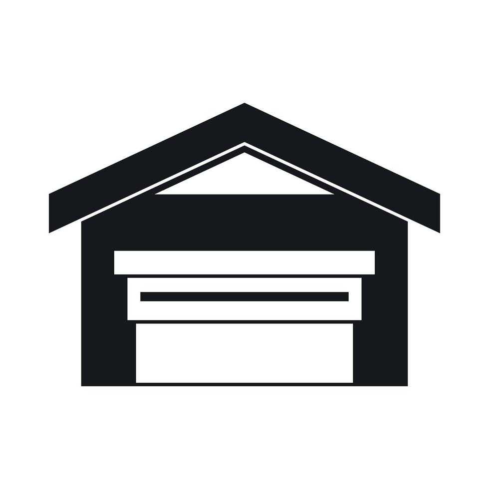 Garage with roof icon, simple style vector