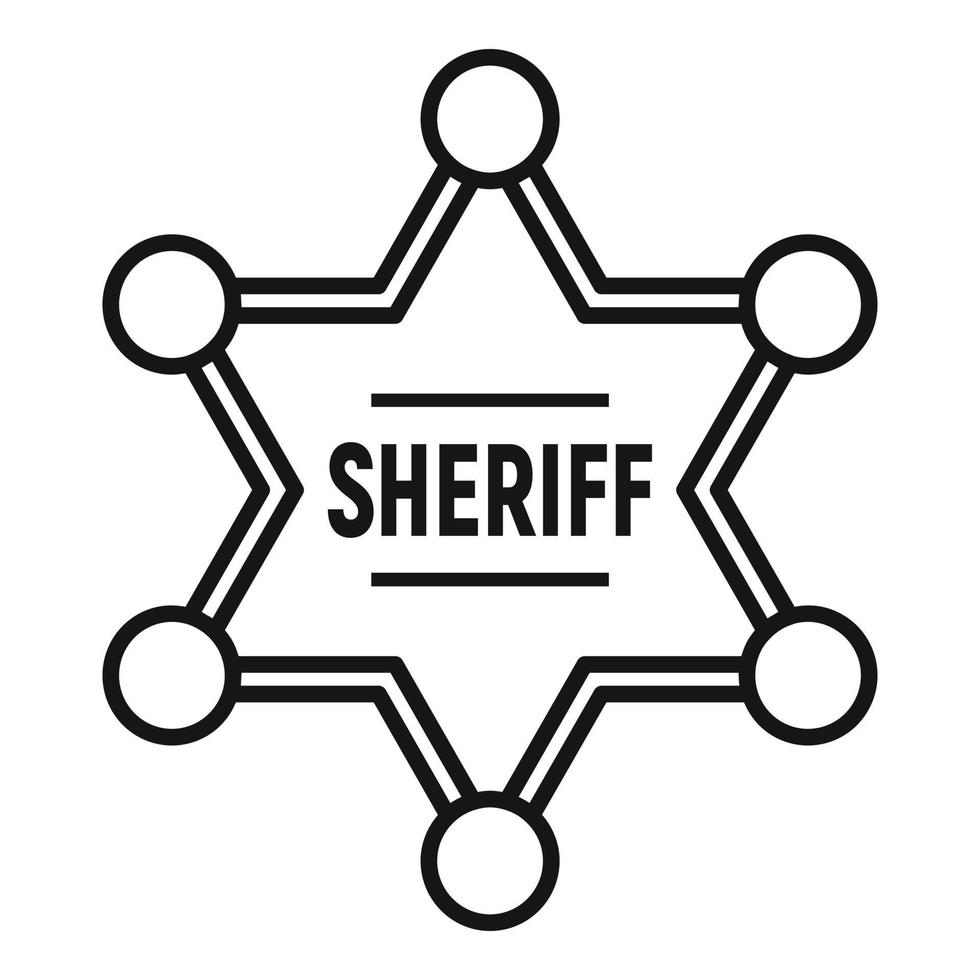 icono de estrella dorada del sheriff, estilo de esquema vector