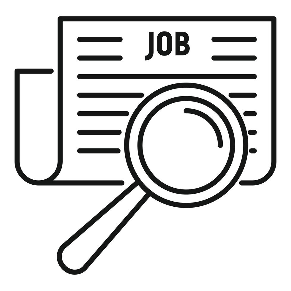 Job paper magnifier icon, outline style vector