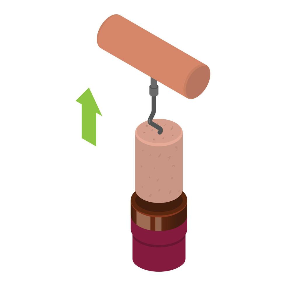Retro corkscrew icon, isometric style vector