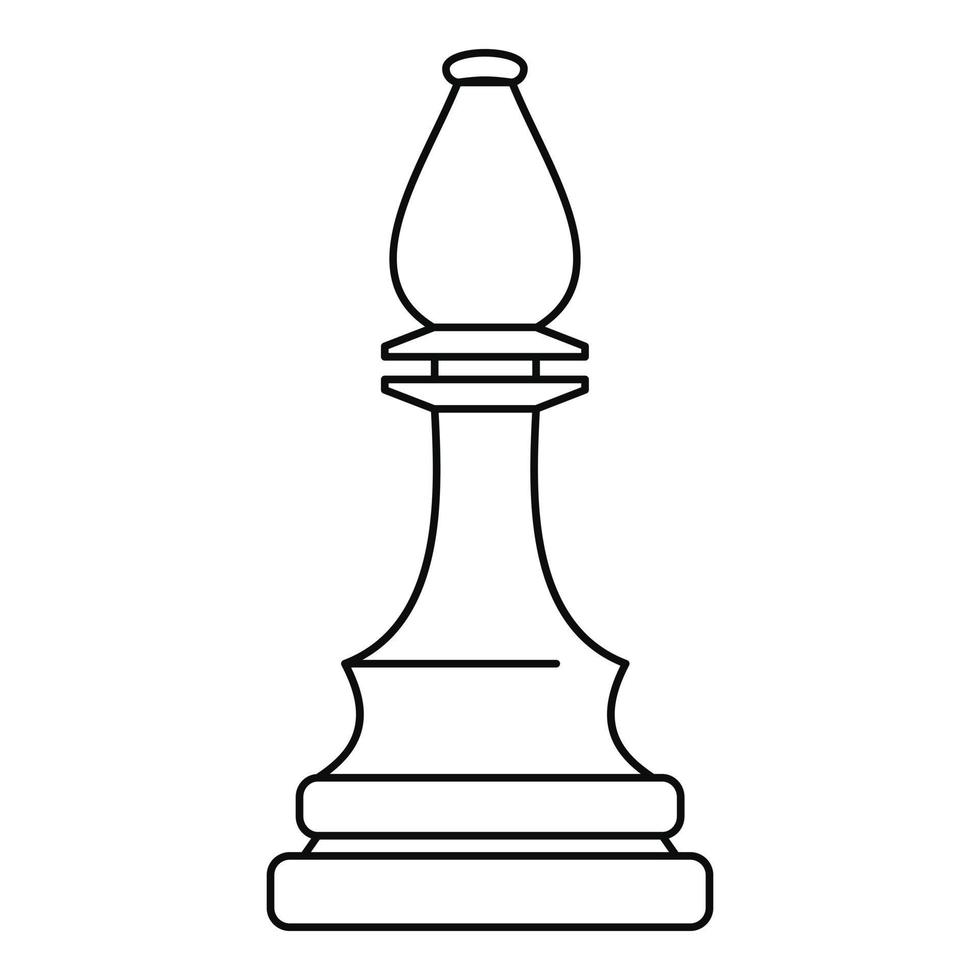 White bishop icon, outline style vector