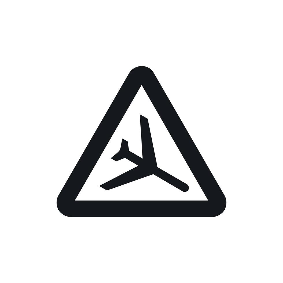 Warning sign of low flying aircraft icon vector