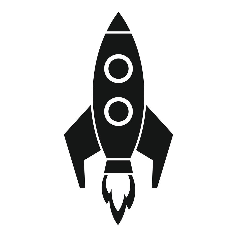 Video game rocket icon, simple style vector